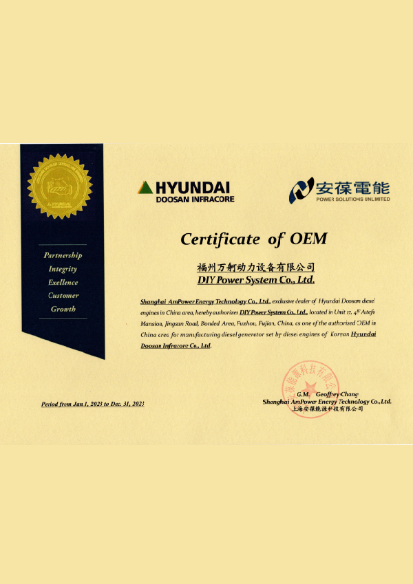 Giấy chứng nhận ủy quyền của Doosan năm 2023